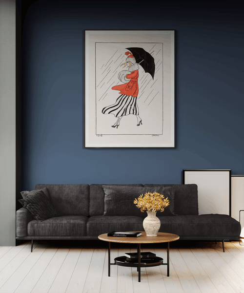 kvinde med paraply gjelleruphus plakater