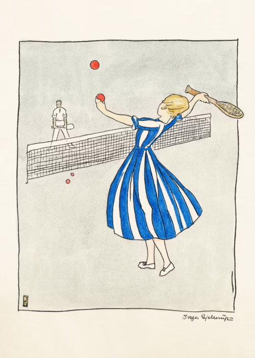 tennis pigen, gjellerup, plakat